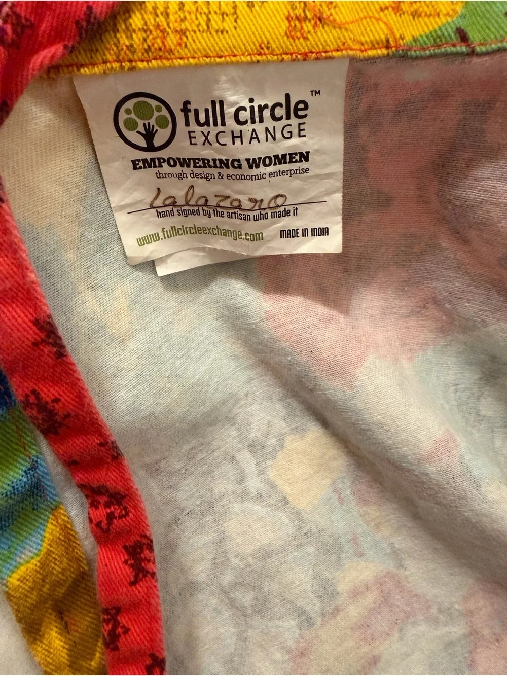 Artisan made colorful apron. New condition signed by artisan